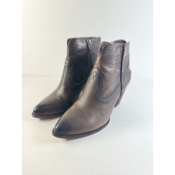 Frye Womens Boots Brown Renee Seam Short Leather Western Heeled Ankle Bootie 6 M - Picture 1 of 11